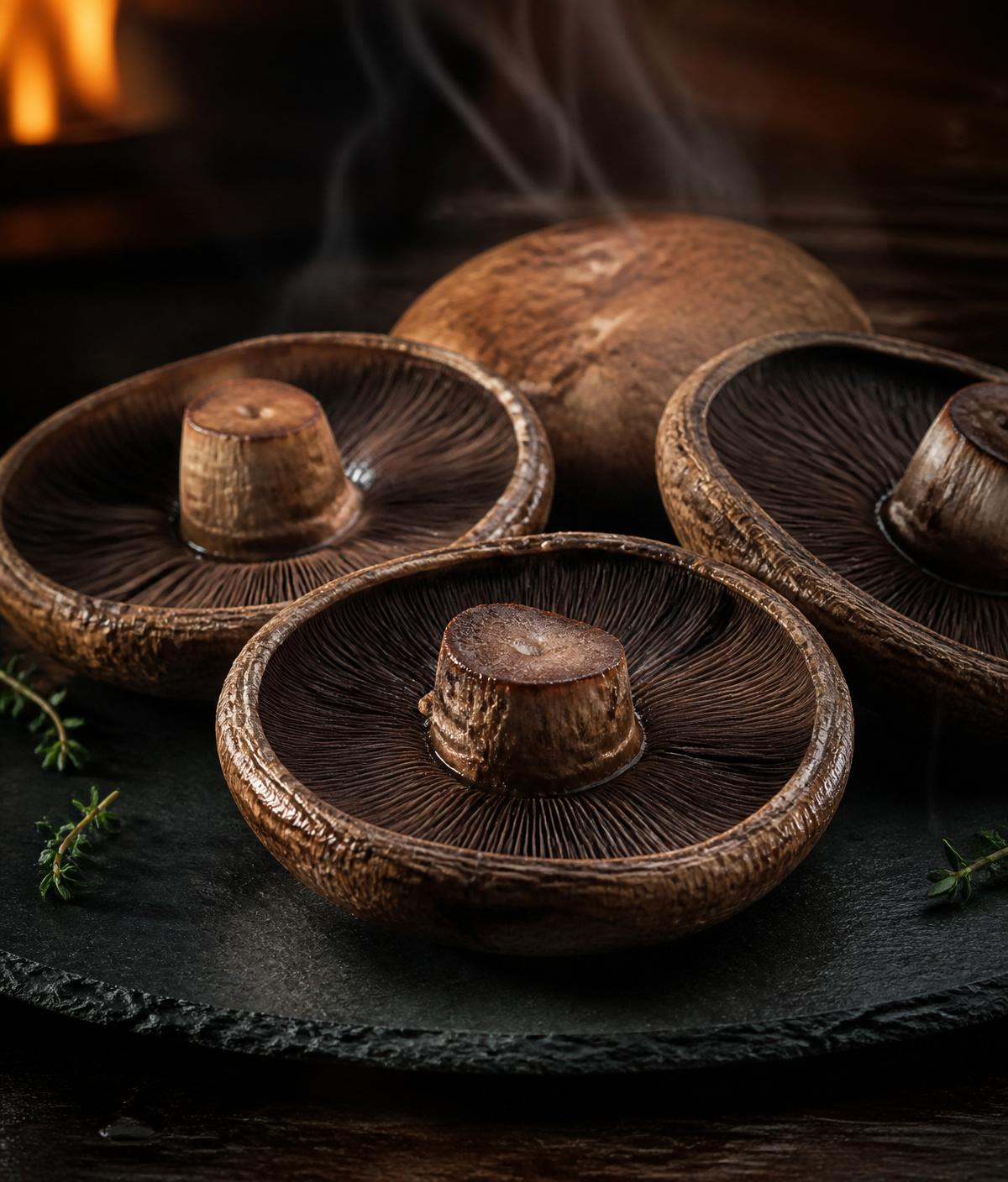 Plump Portobello mushrooms — restaurant-grade gourmet variety from Viking Ranch